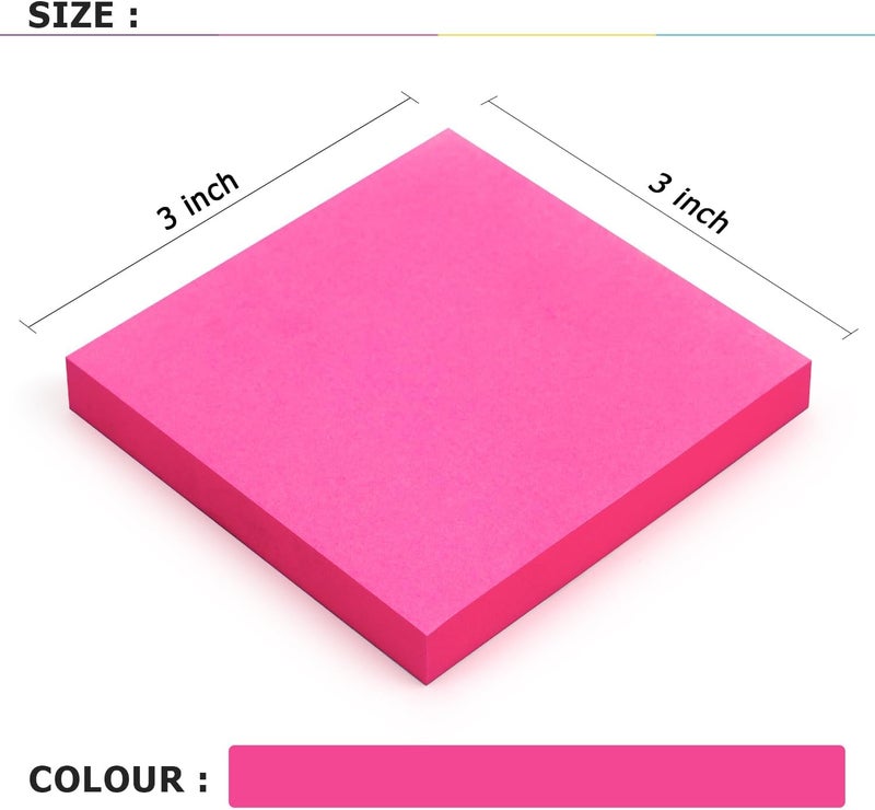 Eastern Wolf Sticky Notes 3x3 Self-Stick Notes Bright Colors Sticky Notes 4 Pads 100 Sheets/Pad (Rose Red) - Image 3